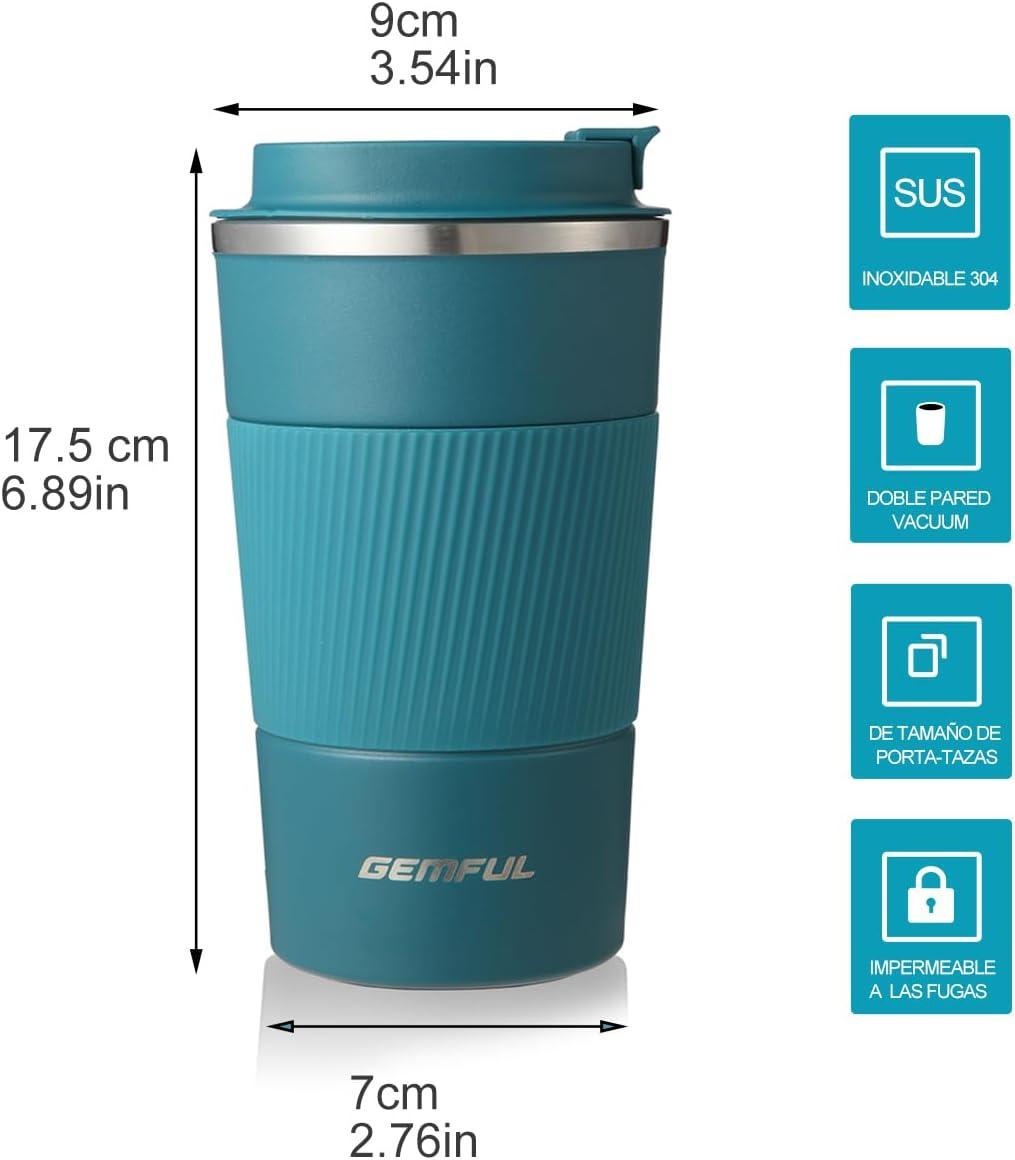 imageGEMFUL 17oz Travel Coffee Mug To Go with Lid Stainless Steel Insulated Cups Reusable Tumbler Leak Proof Coffee Lovers Gift for Hot Cold Drinks Women Men Office Car BlackBlue17oz