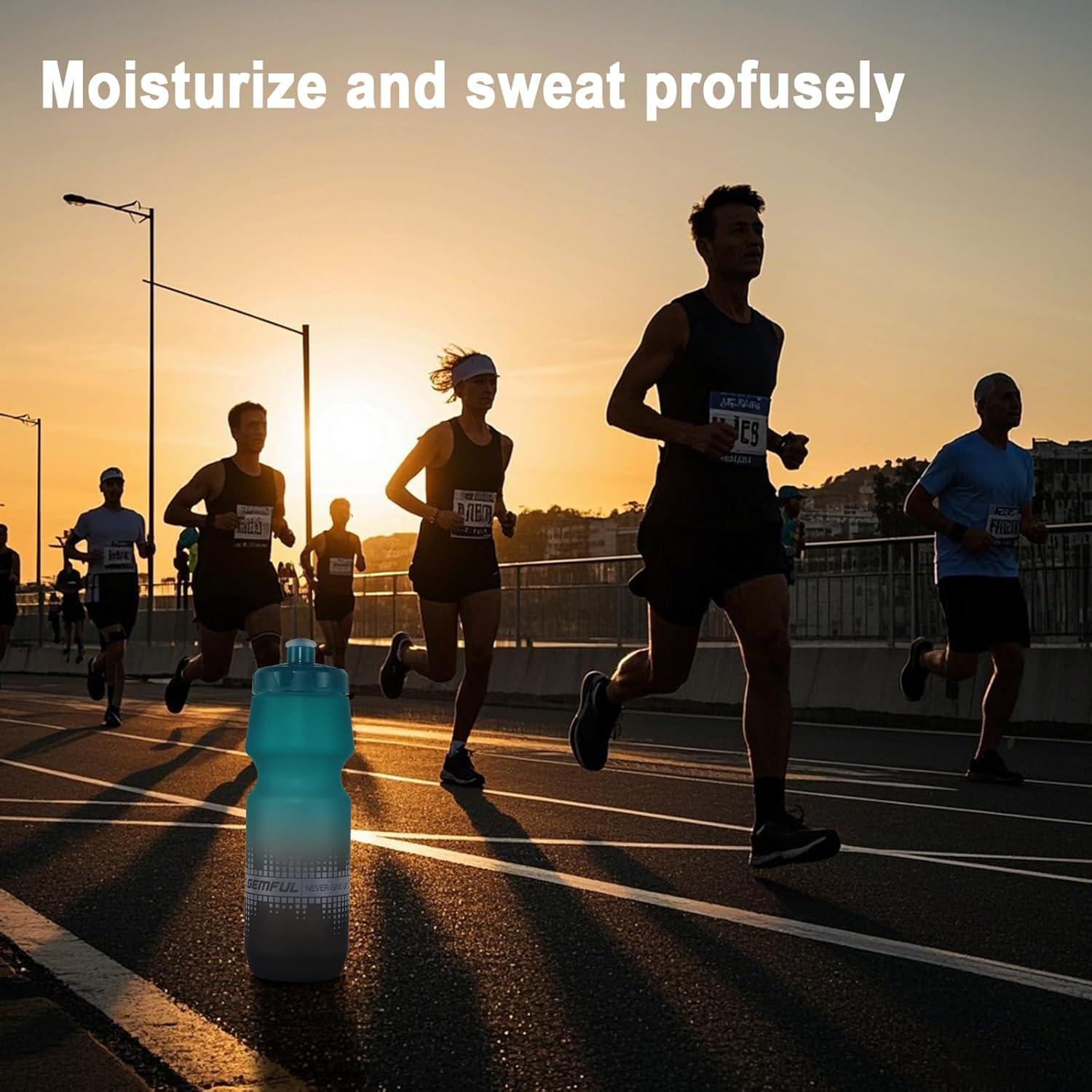 imageGEMFUL 2 Pack Biking Water Bottles BPA Free 24oz Cycling Bottle Squeeze LeakProof for Road Bike Bicycle Commuting Gym MTB Gradient Black WhitePink BlueGrey