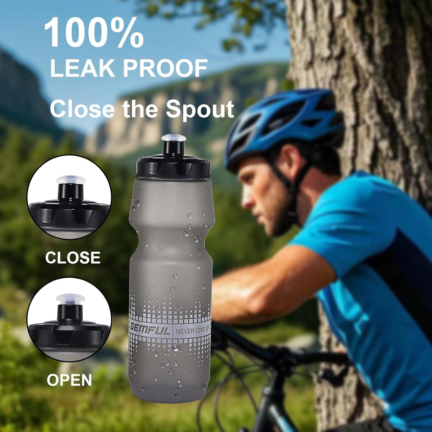 imageGEMFUL 2 Pack Biking Water Bottles BPA Free 24oz Cycling Bottle Squeeze LeakProof for Road Bike Bicycle Commuting Gym MTB Gradient Black WhitePink BlueGrey