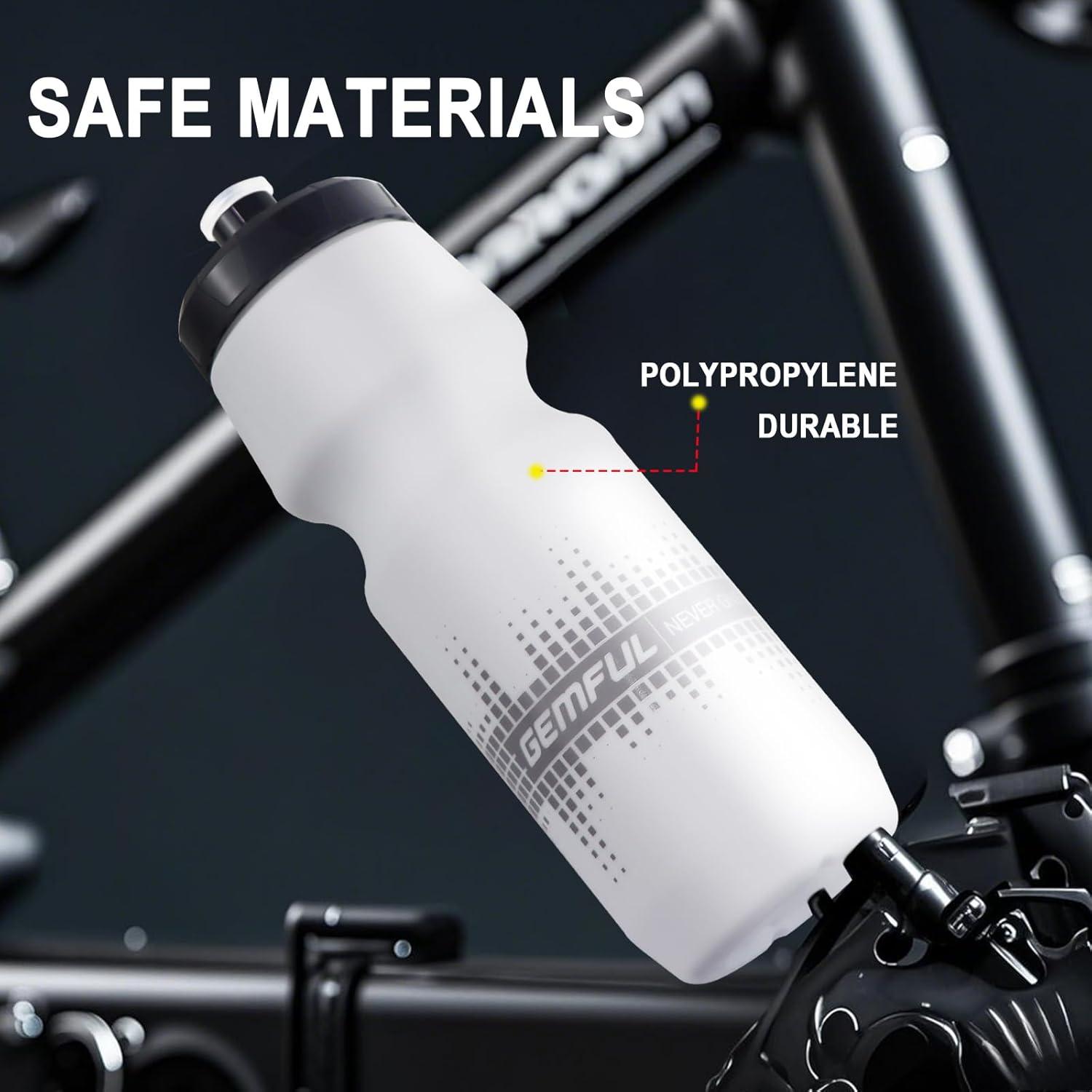 imageGEMFUL 2 Pack Biking Water Bottles BPA Free 24oz Cycling Bottle Squeeze LeakProof for Road Bike Bicycle Commuting Gym MTB Gradient Black WhitePink BlueGrey