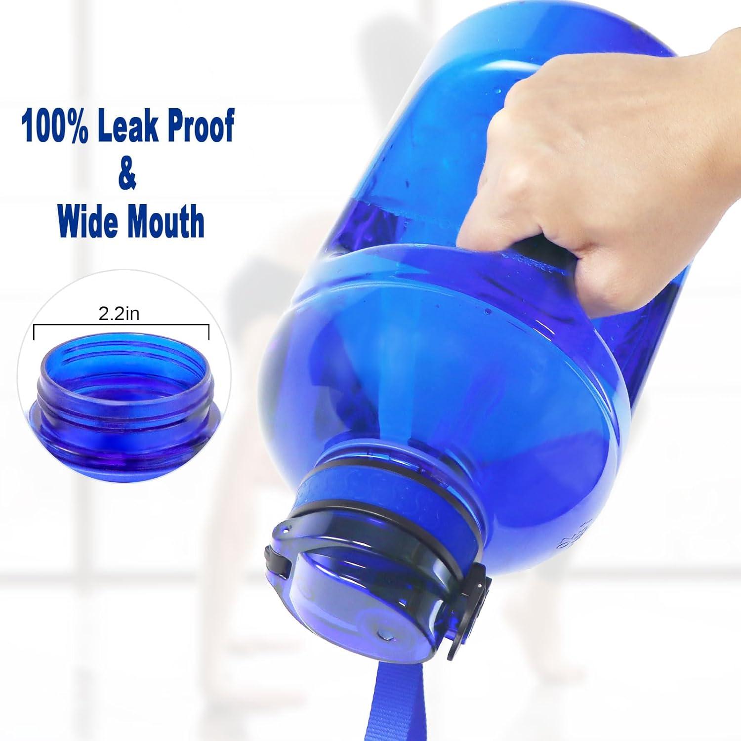 imageGEMFUL 3L Water Bottle with Straw ampamp Handle Large Capacity Leakproof BPAFree Time Marker Motivational Jug for Outdoor Camping Fitness Men ampamp Women Royal Blue with Removable Straw3L Blue with Straw