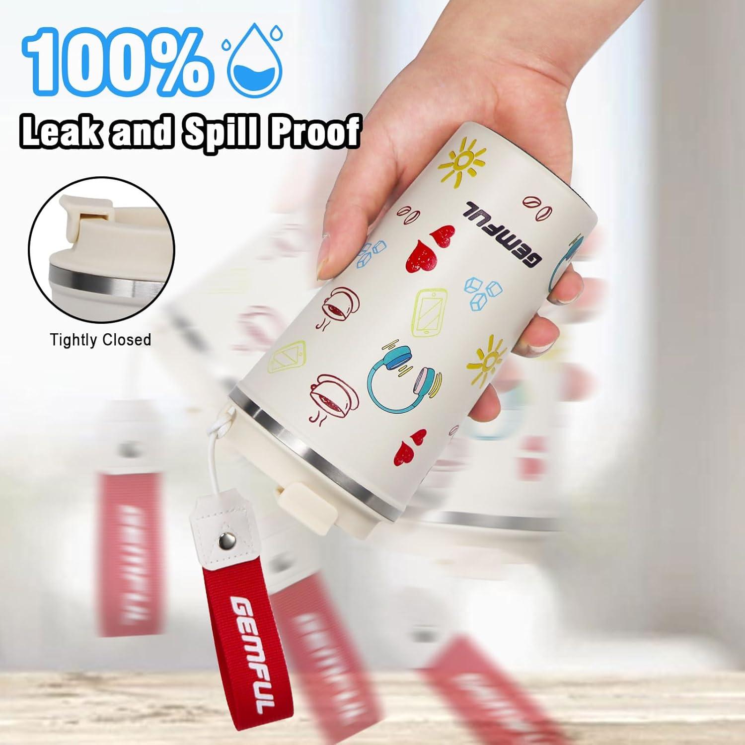 imageGEMFUL Spill Proof Leak Proof Coffee Travel Mug 17oz Stainless Steel Vacuum Insulated Tumbler with Secure Lid Reusable Hot Cold Portable Cup for Commute Office CarCream