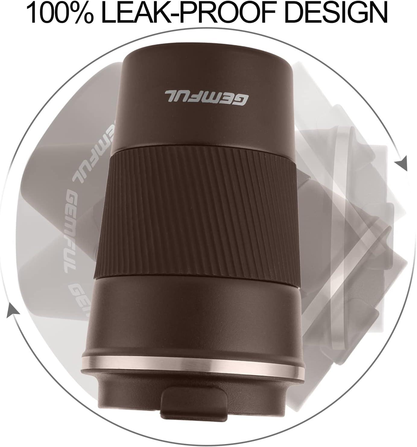 imageGEMFUL Travel Coffee Mug 13 oz Insulated Coffee Tumbler To Go with Lid Leak Proof Vacuum Stainless Steel Reusable for Hot Cold Drinks PinkBrown13 oz