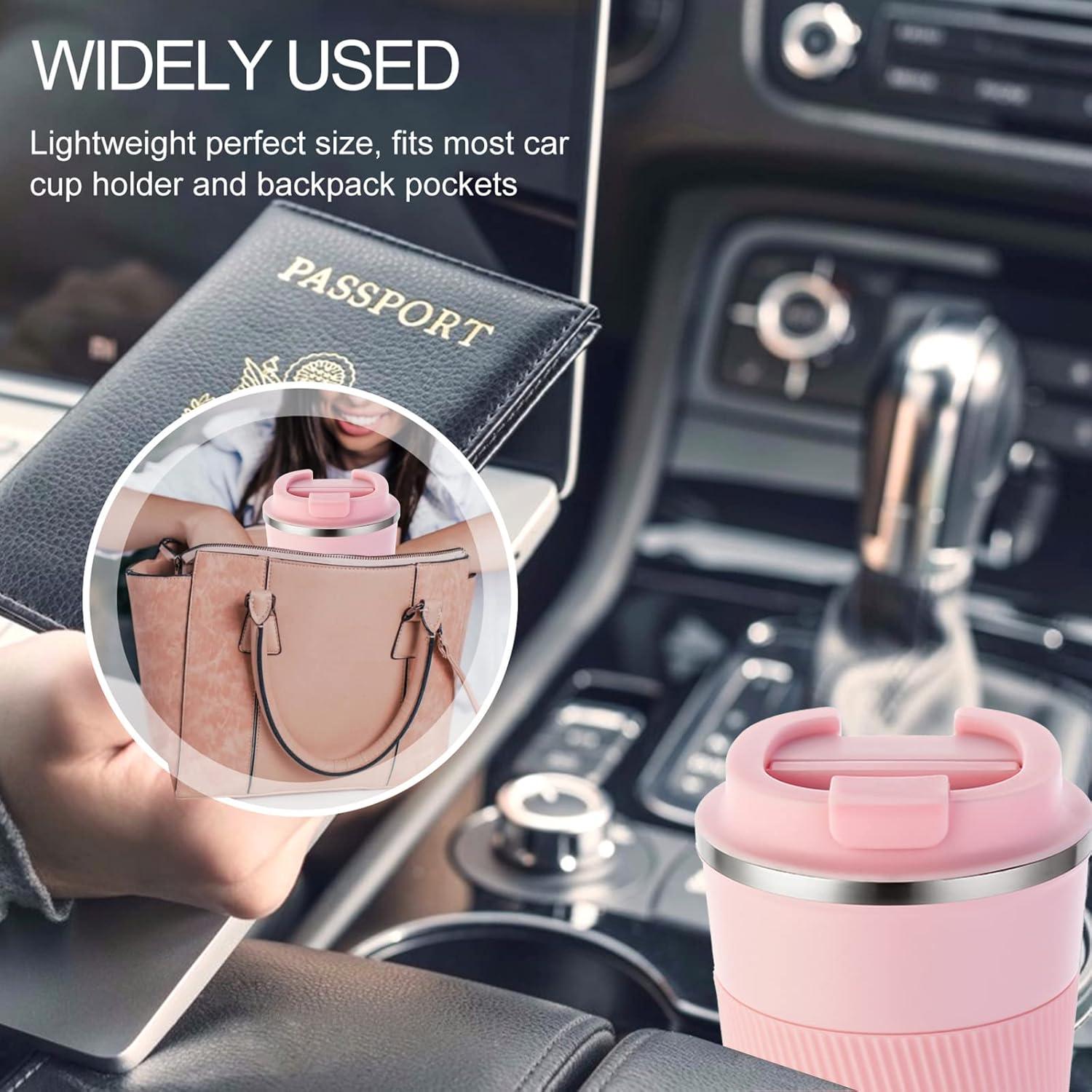 imageGEMFUL Travel Coffee Mug 13 oz Insulated Coffee Tumbler To Go with Lid Leak Proof Vacuum Stainless Steel Reusable for Hot Cold Drinks PinkPink13 oz