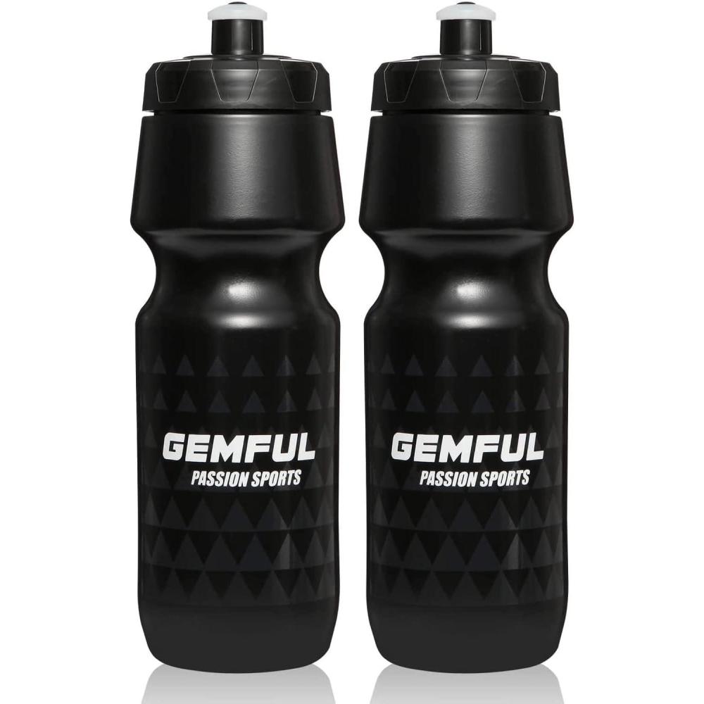 imageGEMFUL Water Bottle Biking BPA Free 24 Ounce 2 PackBlack