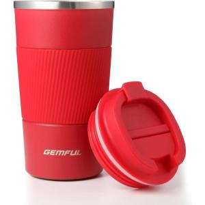 GEMFUL 17oz Travel Coffee Mug To Go with Lid Stainless Steel Insulated Cups Reusable Tumbler Leak Proof Coffee Lovers Gift for Hot Cold Drinks Women Men Office Car (Black)(Red-17oz)
