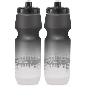 GEMFUL 2 Pack Biking Water Bottles BPA Free 24oz Cycling Bottle Squeeze Leak-Proof for Road Bike Bicycle Commuting Gym MTB (Gradient Black White)(Gradient Black White)