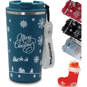 GEMFUL Spill Proof Leak Proof Coffee Travel Mug 17oz Stainless Steel Vacuum Insulated Tumbler with Secure Lid Reusable Hot Cold Portable Cup for Commute Office Car(Blue)