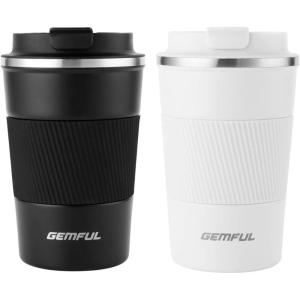 GEMFUL To Go Travel Coffee Mug with Lid 13 oz Insulated Cups Spill Proof Tumbler Leak Proof Vacuum Stainless Steel Reusable for Hot Cold Drinks Women Men (6 Pack)(2 Pack-13 oz)