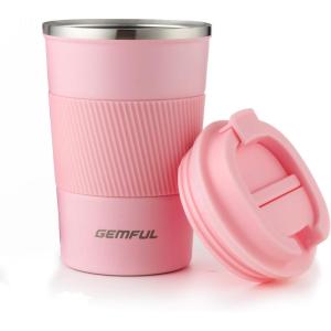 GEMFUL To Go Travel Coffee Mug with Lid 13 oz Insulated Cups Spill Proof Tumbler Leak Proof Vacuum Stainless Steel Reusable for Hot Cold Drinks Women Men (6 Pack)(Pink-13 oz)