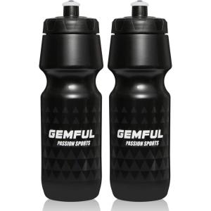 GEMFUL Water Bottle Biking BPA Free 24 Ounce 2 Pack(Black)