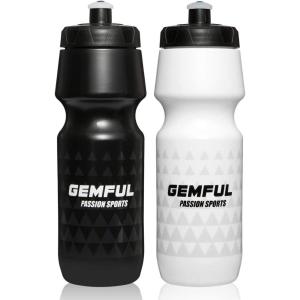 GEMFUL Water Bottle Biking BPA Free 24 Ounce 2 Pack(Black+White)