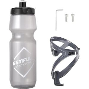 GEMFUL Water Bottle Biking BPA Free 24 Ounce 2 Pack(Grey with Cage)