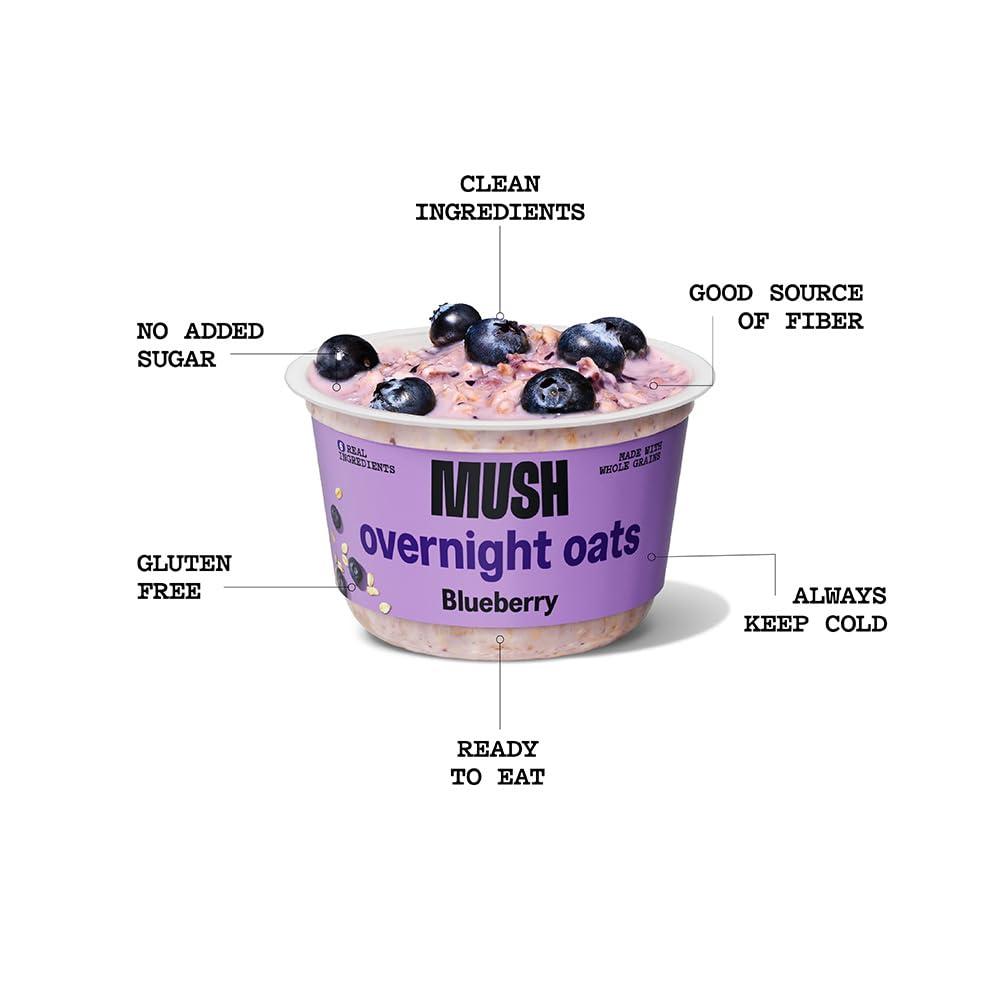 imageMUSH Overnight Oats Vanilla Bean Good Source of Fiber NonGMO Dairy Free Gluten Free 5ozBlueberry