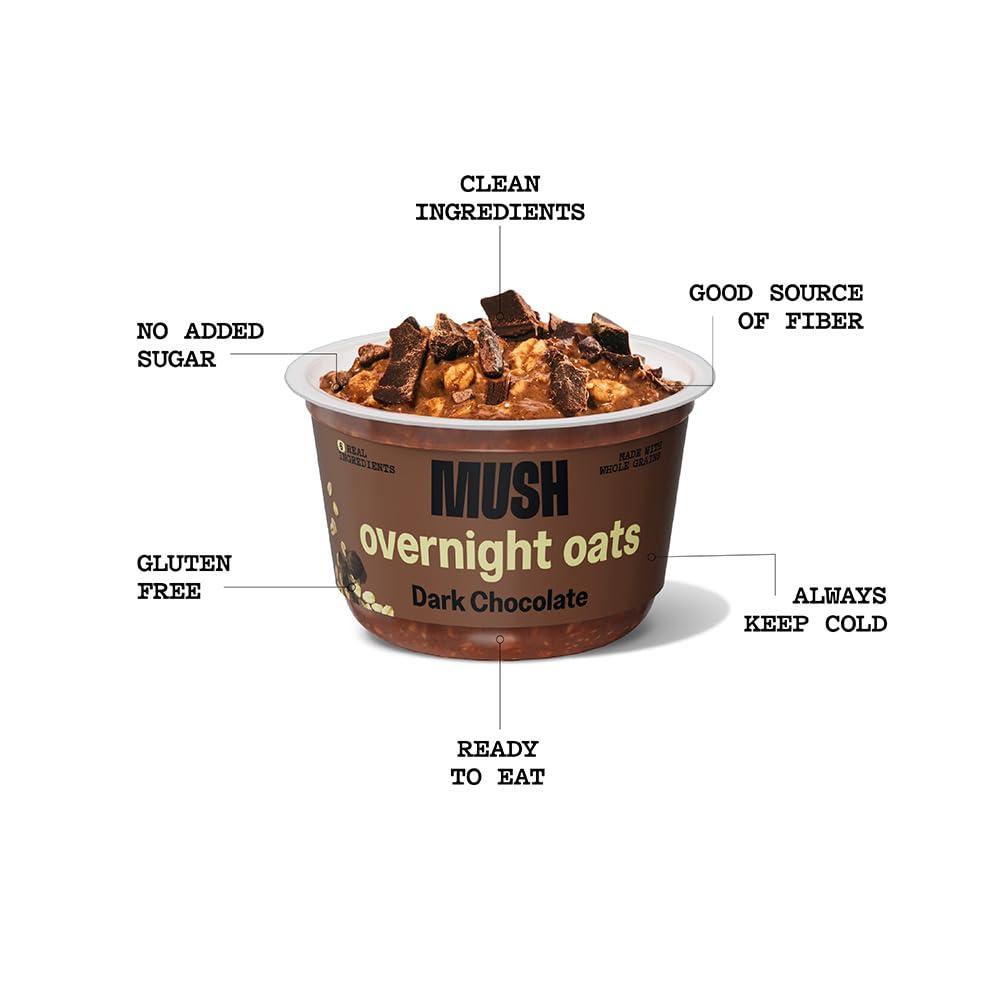 imageMUSH Overnight Oats Vanilla Bean Good Source of Fiber NonGMO Dairy Free Gluten Free 5ozDark Chocolate