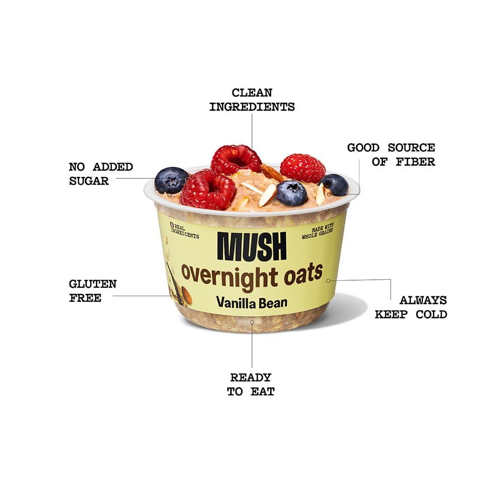 imageMUSH Overnight Oats Vanilla Bean Good Source of Fiber NonGMO Dairy Free Gluten Free 5ozVanilla Bean