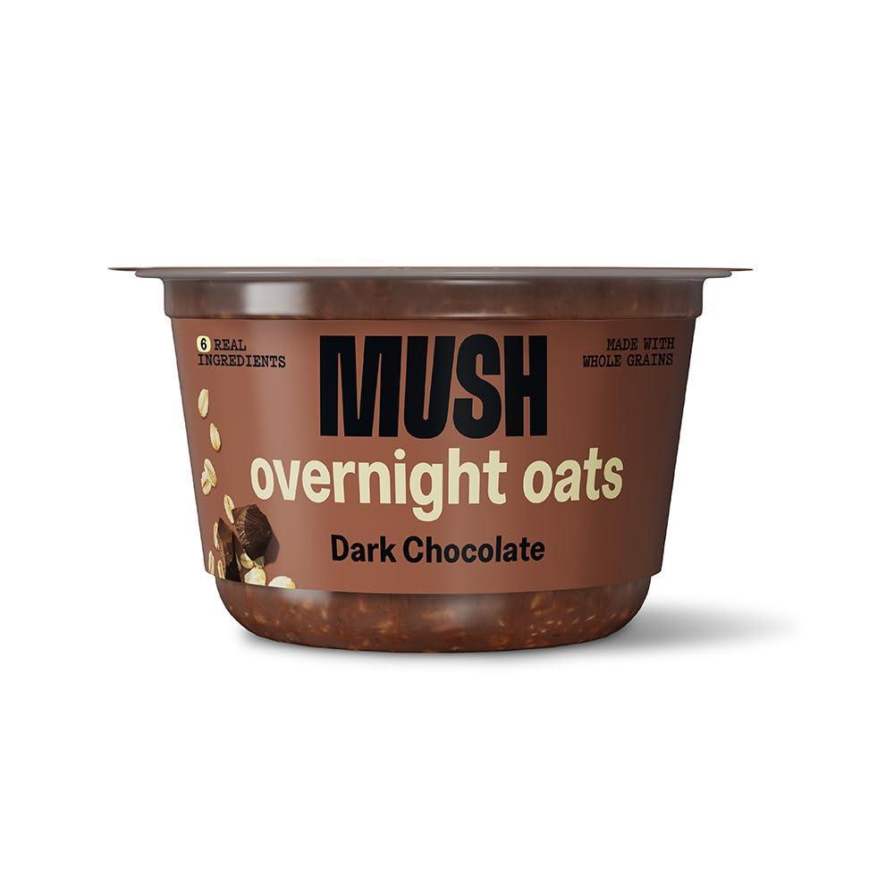 imageMUSH Overnight Oats Vanilla Bean Good Source of Fiber NonGMO Dairy Free Gluten Free 5ozDark Chocolate