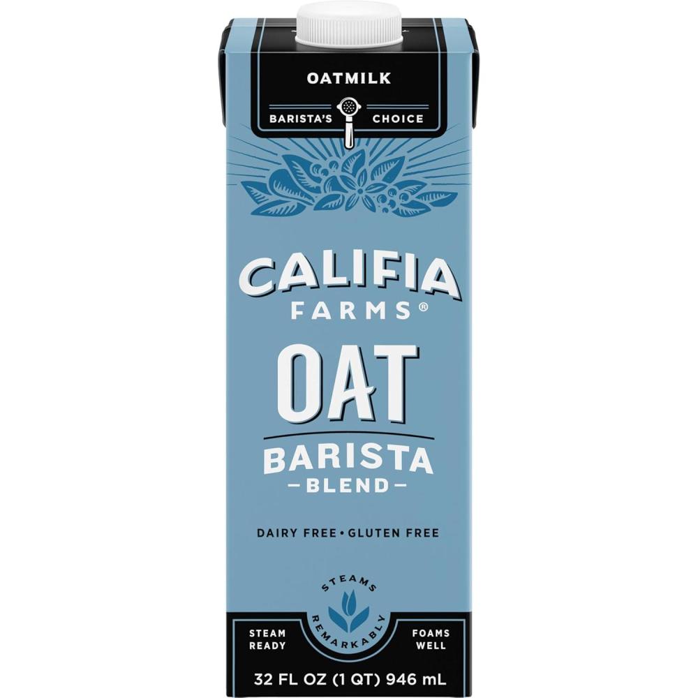 imageCalifia Farms Oat Barista Blend Oat Milk 32 Oz Dairy Free Vegan Plant Based Gluten Free Non GMO Milk Frother Coffee Creamer32 Fl Oz Pack of 1