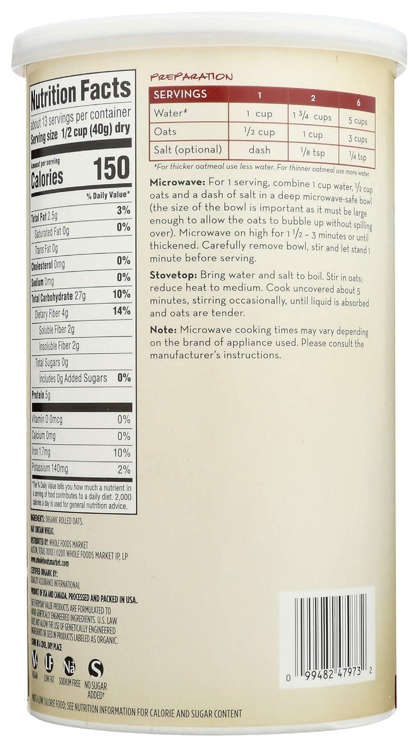 image365 by Whole Foods Market Organic OldFashioned Rolled Oats 42 Ounce18 Ounce Pack of 1
