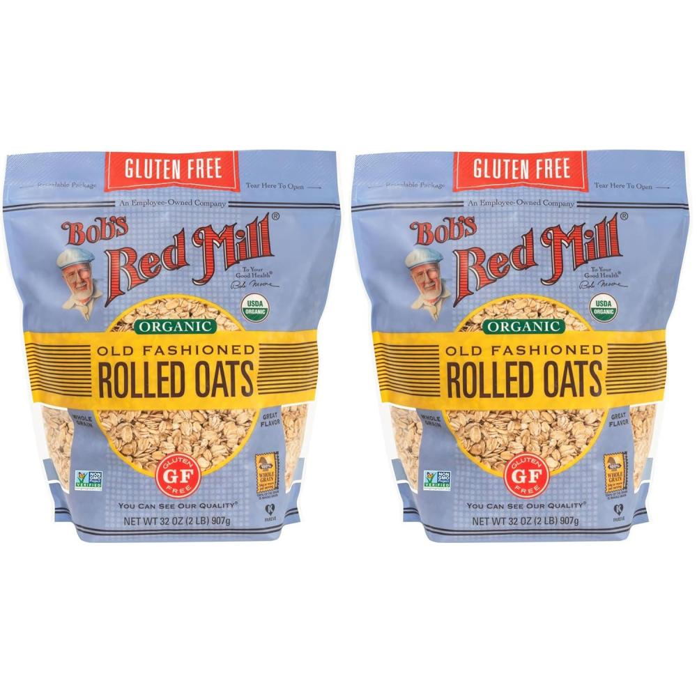 image:imageBobs Red Mill Gluten Free Organic Old Fashioned Rolled Oats 32oz Pack of 1  Non GMO Whole Grain Vegan Kosherrolled oats